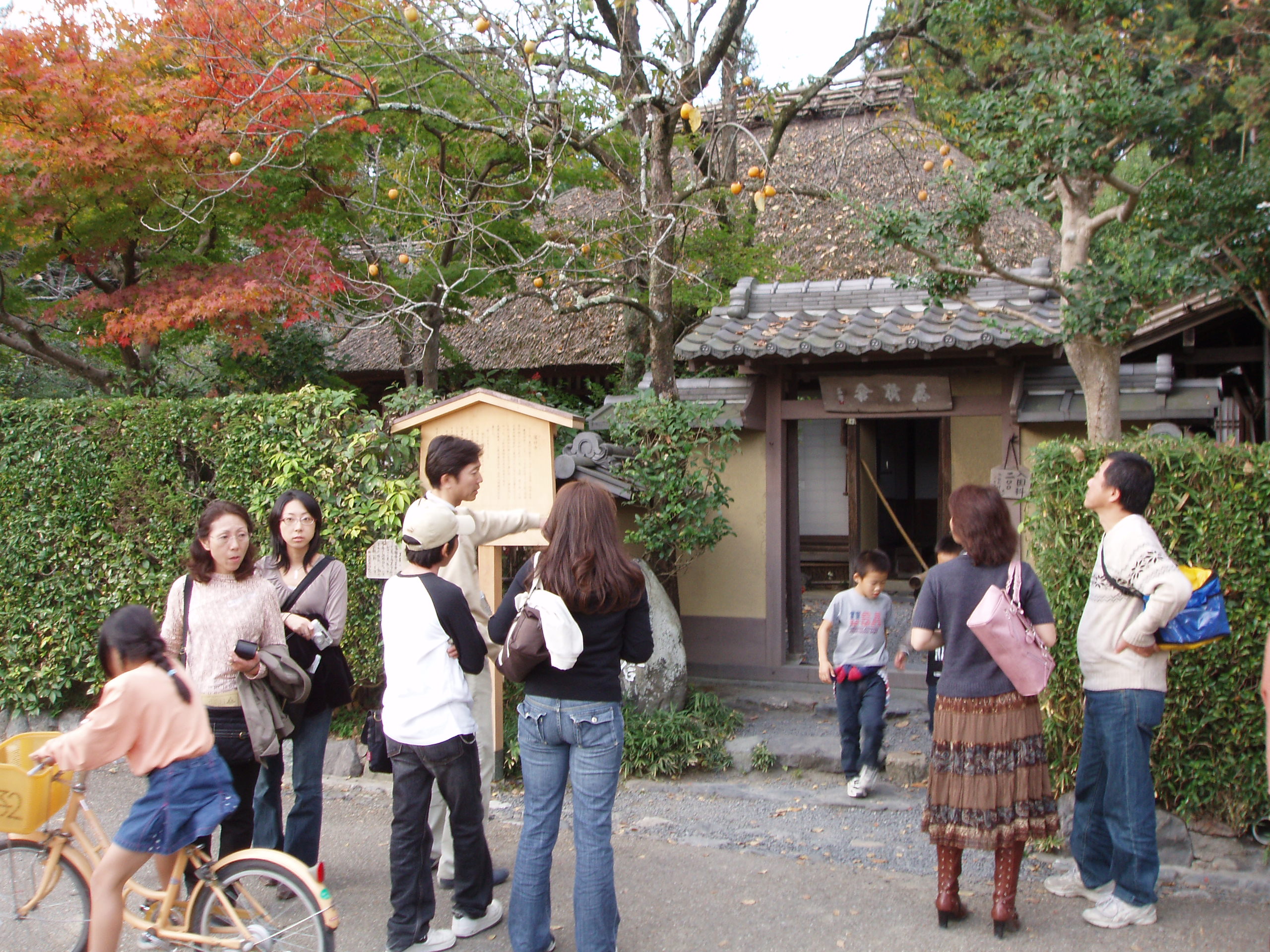 Rakushisha (Fallen Persimmons Hut) complete with persimmons – the hut where Basho stayed with his friend Kyorai in 